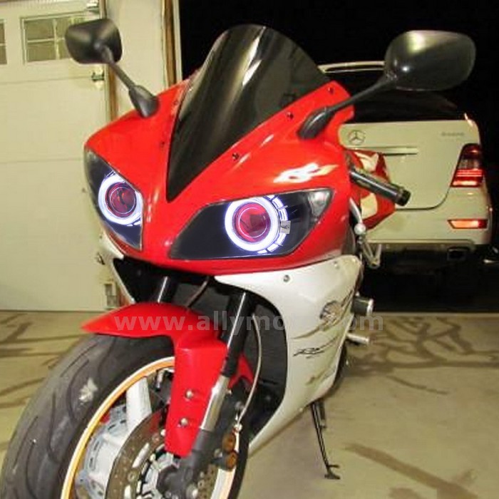 002 Headlamp Yamaha R1 2002 2003 Hid Angle Halos Eyes Red Lamp Kit-2